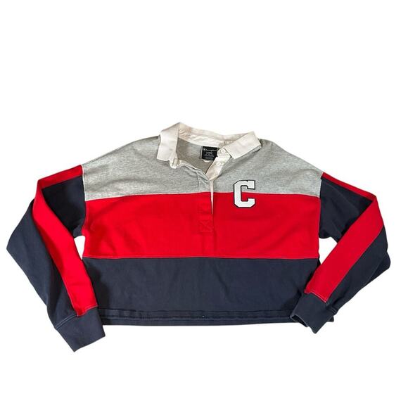 Champion Life Womens Ruby Jersey Cropped Tee Long Sleeve C Felt Logo Collar SZ L - Picture 9 of 14